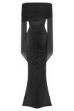 Kaitlin One Shoulder Slinky And Mesh Maxi Dress Black