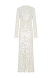 Sofia Long Sleeve Sequin Maxi Dress White