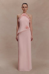 Melissa Chiffon Flower Maxi Dress Baby Pink