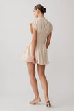 Arabella Cinched Waist Linen Mini Dress Natural