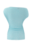 Chloe Off Shoulder Boucle Knit Top Light Blue