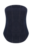 Monte Strapless Denim Corset Washed Indigo Blue