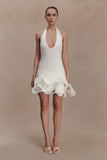 Willowmena Halter Neckline Mini Dress With Tubed Hem White