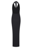 Ayella Cowl Knit Maxi Dress Black