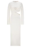 Azariah Long Sleeve Knit Midi Dress Ivory