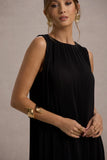 Hazelle Black Chiffon A Line Ruffled Maxi Dress