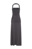 Bentley Peached Jersey Halter Maxi Dress Charcoal