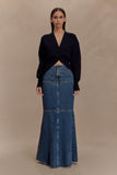 Loretta Denim Maxi Skirt Washed Dark Blue