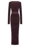 Louanne Slinky Long Sleeve Maxi Dress Burgundy