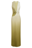 Stella Draped Slinky Maxi Dress Ombre Vintage Olive