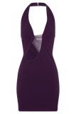 Aubree Crepe And Mesh Mini Dress Purple