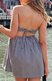 Berrie Black Gingham Strapless Mini Dress