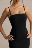 Baylor Black Midi Dress With Removable Cape Detail