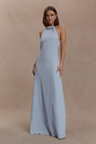 Abeda Cotton Maxi Dress With Hardware Pale Blue