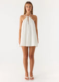 Soft Breeze Linen Mini Dress White