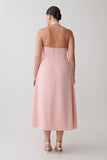 Rosie Linen Halter Midi Dress Pink