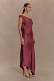 Yvette Slip Maxi Dress With Asymmetrical Hem Brown Cherry