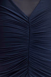 Kaitlin One Shoulder Slinky And Mesh Maxi Dress Midnight Blue