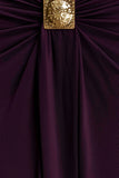 Erina Slinky Ruched Maxi Skirt With Hardware Aubergine