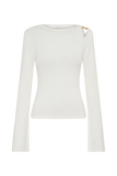 Ricky Knit Long Sleeve Longline Top Ivory