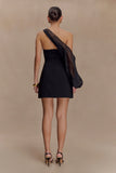 Effie Organza One Sleeve Mini Dress Black