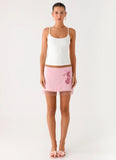 Heavenward Wrap Mini Skirt Pink