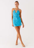 Bebe Beaded Mini Dress Royal Blue