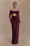 Rafaella Slinky And Mesh Maxi Dress Mahogany