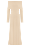 Alonza Long Sleeve Knit Midi Dress Cream