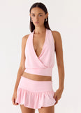 Pinki Beaded Halter Top Pink