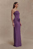 Madison Strapless Slinky Maxi Dress Purple
