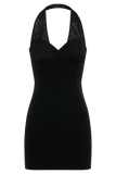 Cressida Crepe Halter Mini Dress Black