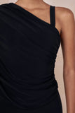 Sylvie Black Asymmetric Neck Maxi Dress