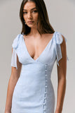 Dedicated Powder Blue Plunge Neck Split Midi Dress