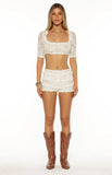 My Love White Lace Short Sleeve Crop Top