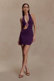 Aubree Crepe And Mesh Mini Dress Purple