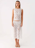 Virelle Lace Midi Skirt Ivory