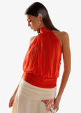 Willow Chiffon Top Coral