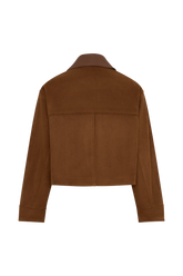 Remy Faux Suede Leather Collared Jacket Tan