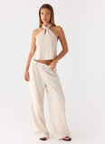 Maddox Linen Top Oat