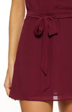 Jazmene Burgundy Halter Neck Wrap Mini Dress