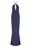 Nerea Slip Halter Maxi Dress Purple Ink
