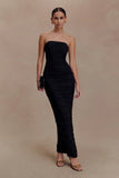 Jianna Strapless Mesh Maxi Dress Black