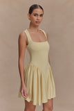 Sharon Scuba Jersey Mini Dress Pastel Lemon