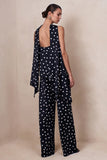 Seloria Black White Satin Polka Dot Wide Leg Trouser