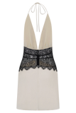 Dinah Lace And Satin Mini Dress Black Ivory