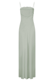 Isadora Lace Satin Maxi Dress Sage