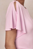 Grandeur Pale Pink High Neck Ruched Maxi Dress