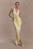 Alessandra Slinky Ruffle Maxi Dress Lemon