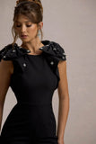 Elma Black Straight Leg Jumpsuit With Embellished Bows